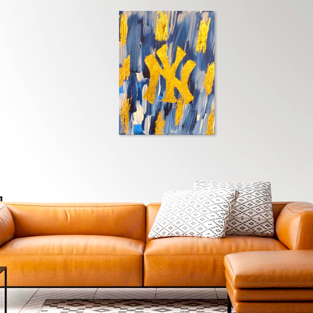 Handmade Blue and gold Yankees canvas
